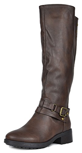 DREAM PAIRS Women's Knee High Boots, Buckle Riding Boots