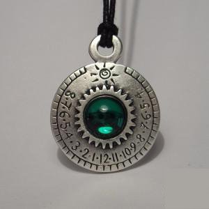 Crystal Sundial Necklace - Ra Series - "Aten" (Green)
