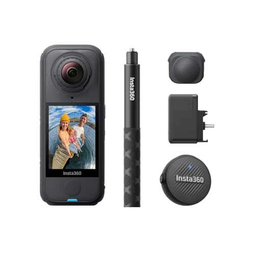 Insta360 X4 Air Creator-Bundle – 165 g leichte 8K 360°-Kamera, Unsichtbarer Selfie-Stick, Wechsel-Linsen, Aufnehmen & dann ausrichten, integr. Windsch