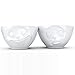 FIFTYEIGHT PRODUCTS TASSEN Medium Porcelain Bowl Set No. 2, Happy & Oh Please Face, 6.5 oz. White (Set of 2 Bowls)