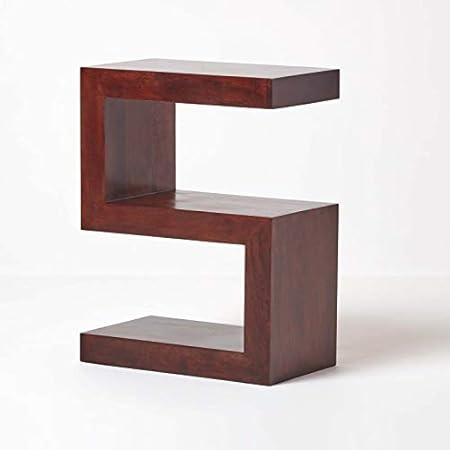 Homescapes Dakota S Shaped End Side Table Dark 100 Solid Mango Hard Wood No Veneer Hand Crafted Furniture Amazon Co Uk Kitchen Home