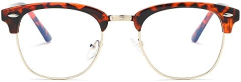 Amomoma Clubmaster Semi Rimless Eyeglasses Mirrored Polarized Sunglasses AM5018 C5 Tortoise Frame/Gold Rim