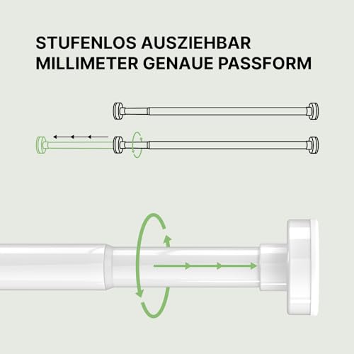 MEISENBERG Curtain Pole, No Drilling, 70-120 cm, Telescopic, Shower Pole, White, Tension Pole, Pack of 1