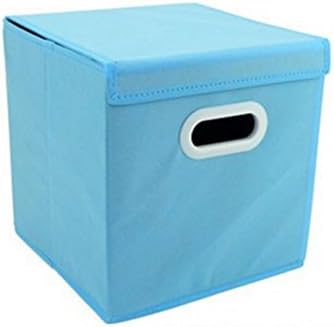 2HX Foldable Non-woven Cardboard Candy Color Storage Box with Lids and Handles for Living Rooms, Bedrooms, Offices, 11 ร 11 ร 11 Inches (Blue)