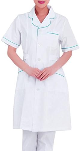 MedicalUniforms Summer White With Green Collar Short Sleeve Medical Science Coats Chemistry Jackets For Women