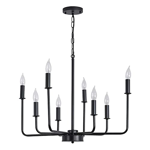 Black Farmhouse Chandeliers Vintage Chandelier 8 Lights Classic Hanging