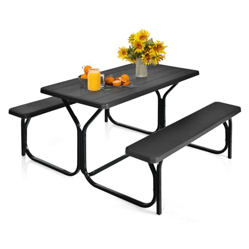 MEDIMALL Picnic Table, Portable Picnic Tables with Benches, Plastics Picnic Tab…
