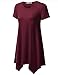 URBANCLEO Womens Short Sleeve Round Neck Tunic Top Long T-shirt BURGUNDY 3XLARGE