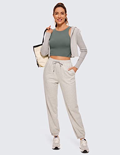 CRZ YOGA Butterluxe Womens High Neck Longline Sports Bra - U Back Padded Crop Workout Tank Top