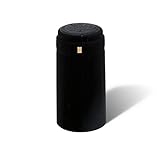 PVC heat shrink capsules with tear tab I Suitable for wine bottles I Elegant matte black premium quality shrink bottle sleeves for professional and home use - 100 count