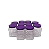 Truenova 10 x 450ml Square Plastic Storage Jars Kitchen/Garage Organisation & Purple Lids