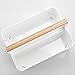 mDesign Plastic Portable Shower Caddy Divided Basket Bin Storage Organizer with Bamboo Handle for Bathroom, Dorm, Shelf & Cabinet Holds Shampoo, Conditioner - Aura Collection, White/Natural