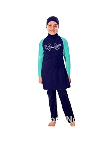 KXCFCYS Muslim Swimwear for Kid Girls Children Modest Islamic Hijab Swimsuits Burkini (Intâ€™l â€“ XL, No-1)