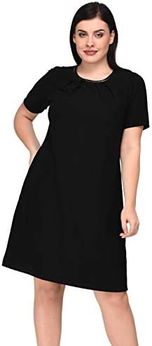 Plus Size Knee Length Black Beaded Dress