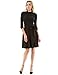 PattyBoutik Women Mock Neck Fit-and-Flare Knit Sweater Dress (Black Small)