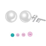 Cat Eye Jewels 925 Sterling Silver Cultured 5mm Shell Pearl Button Stud Earrings LM-E002