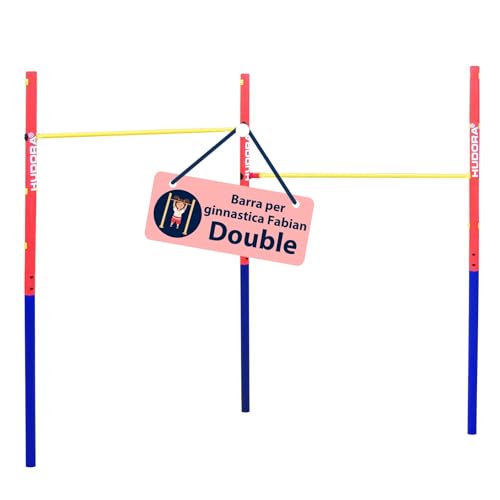 HUDORA Turnreck Fabian Standard/Pro - einfache/doppelte Turnstange fuer Kinder & Erwachsene - 4-Fach hoehenverstellbare Gymnastikstange - belastbare Outdoor-Fitnessstange fuer bis zu 100kg