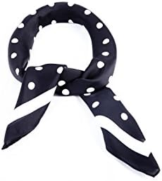 Lusm Women’s Fashion Vibrant Color Patterned Square Satin Silk Feeling Neck Head Scarves (Black white)
