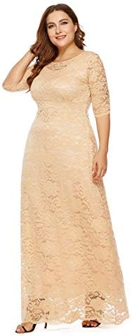 Selenaly Women's Retro Floral Lace Vintage Wedding Maxi Bridesmaid Long Dress