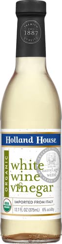 HOLLAND HOUSE ORGANIC WHITE WINE VINEGAR, IDEAL FOR A MARINADE, VINAIGRETTE AND FOR COOKING, 12 FL OZ