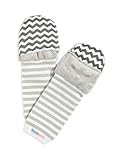 Handsocks Plushy Stay On Strap-Free No-Scratch & Warmth Baby & Kid Mittens (Medium (6-12 months), Elodie (Grey Chevron))