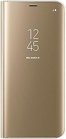 Galaxy Note 8 Case,Tonedo Clear S View Standing Flip Case Cover with Auto ON/OFF Function Slim Fit Translucent Mirror Smart Cover for Samsung Galaxy Note 8- Gold (Not Original)