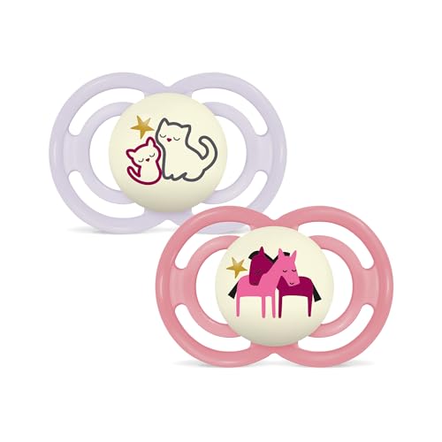 MAM Perfect Night S207 Pacifier, with Extra Thin and Flexible Silicone Teat Skinsofttm Ultra Soft for Children from 6 + Months, Self-Sterilizable Box, Assorted Models, 1 piece