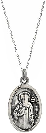 Sterling Silver Saint Benedict Protect Us Pendant Necklace, 18 Inches