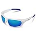 Duduma Tr601 Polarized Sports Sunglasses for Baseball Cycling Fishing Golf Superlight Frame (639 white frame with blue lens)