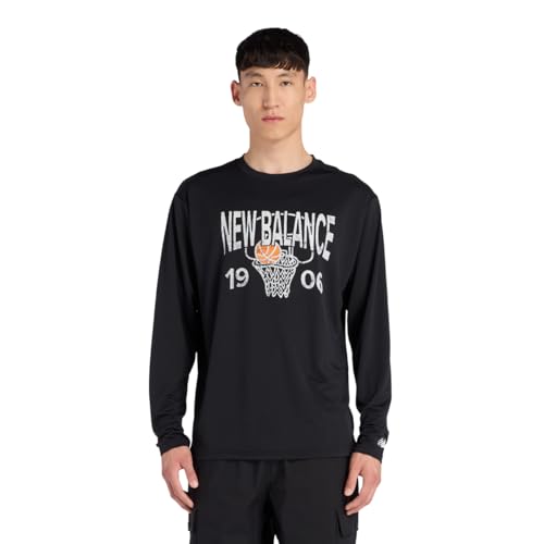 [ニューバランス] MT53631 メンズ バスケット 長袖Tシャツ 吸水速乾性 スポーツグラフィックトレーニングロングスリーブシャツ BK