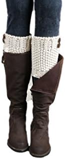 Wistaria Winter Leg Warmer Crochet Knit Boot Socks(small white)