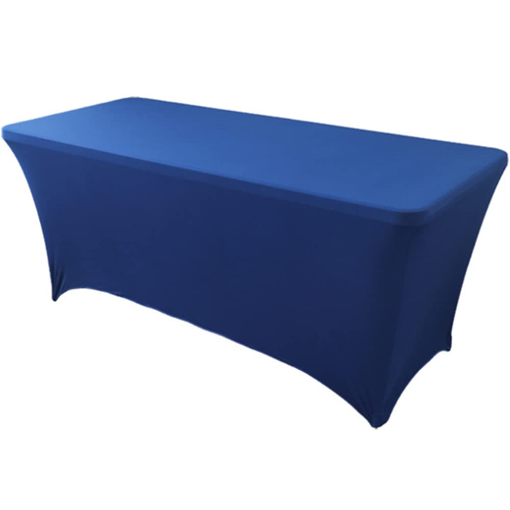 Skyour Stretch Spandex Table Cover 4ft/5ft/6ft/8ft Folding Rectangular Dinner Elastic Fitted Table Cloth Outdoor Cocktail Tablecloth Covers Protector (Navy Blue, 8FT: 96x30x30in)
