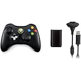 Xbox 360 Wireless Controller with Transforming D-Pad and Play and Charge Kit - Black