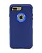 WallSkiN Turtle Series Cases for iPhone 7 Plus / iPhone 8 Plus (Only) Full Body Protection with Kickstand & Holster - Midnight (Navy Blue/Blue)