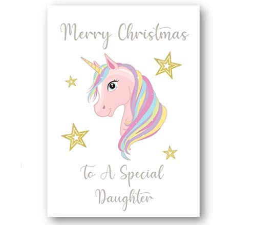 Second Ave To A Special Daughter Children's Unicorn Christmas Xmas Holiday Festive Greetings Card