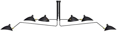 LEAP 6 Arm Ceiling Lamp Pendant Mid Century Roting Arm Chandelier Metal Art Semi Flush Mount Ceiling Lamp Fixture