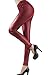 Swtddy Women's Girls Sexy Faux Leather Tights Slim Thin Leggings Pants (M, Wine red)