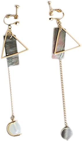 Fashion Screw Back Clip on Earrings Dangle Irregular Shell Created Opal Earrings Charm Girl Gold Plated