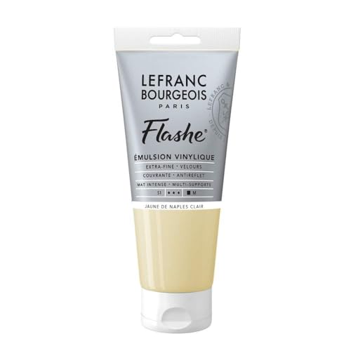 Lefranc Bourgeois 300562 Flashe acryl- en vinylverf, lichtecht, dekkend en bestand tegen veroudering - 80ml Tube, Naples Yellow Light