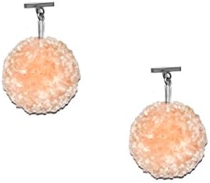 Tuleste 1" Yarn Pom Pom T-Bar Stud Earrings // Light Peach (SIlver)
