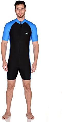 Men Full Body Sunsuit Swimsuit UV and Jellyfish Protection Swimwear Black Blue (M)
