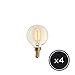 Brooklyn Bulb Co. Candelabra Edison Light Bulbs, Vintage Style, Mini Globe G16.5, Fully Dimmable with Warm White Light, 40W (E12), Spiral Filament, Baltic Design - Set of 4