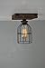 West Ninth Vintage Flushed Mount Wood Single Ceiling Farmhouse Fixture | w/ Metal Cage Lights
