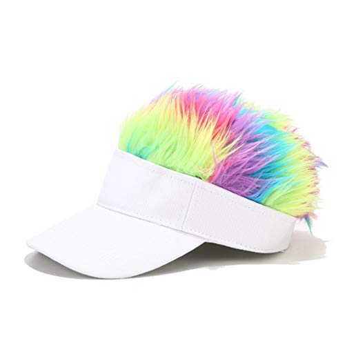 Flair Hair Visor Sun Cap Colorful Wig Baseball Cap Funny Golf Caps with Spiked Hairs Baseball Cap for Women Men - Thumbnail 2