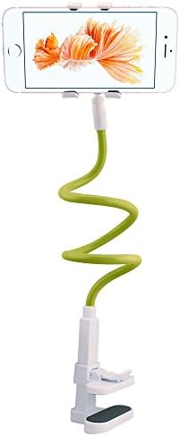 Gooseneck Cell Phone Clip Holder -360 Degree Full-Angle Flexible Long Arms Cell Phone Clip Holder Cell Phone Stand,Universal Lazy Bracket for iPhone Samsung Note Galaxy in Bedroom, Office, Bathroom, Kitchen,Desktop,Green