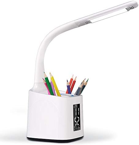Led Desk Lamp, Wanleyte Dimmable Studying Table Lamp with USB Charging Port,Eye Caring Reading Lamp for Kids,Teens,Student,Touch Control,White