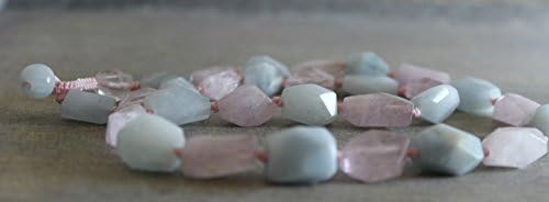 Aquamarine and Kunzite Faceted Nugget Necklace- 18 inches in length March Birthstone Graduation gift idea