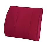 DMI Contour Lumbar Back Support Cushion Pillow with Strap, Burgundy