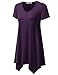 URBANCLEO Womens Short Sleeve V-Neck Tunic Top Long T-Shirt Plum Large
