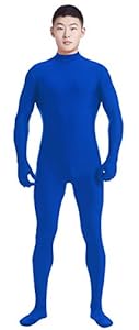 Ensnovo Mens Mock Neck Full Body Unitard Spandex Zentai Suits Costumes Royal Blue, XL